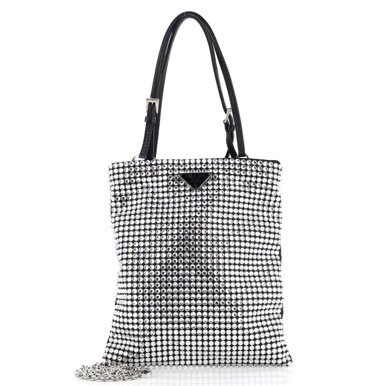 Convertible Open Tote Crystal Embellished Satin Mini - Deep Luxury