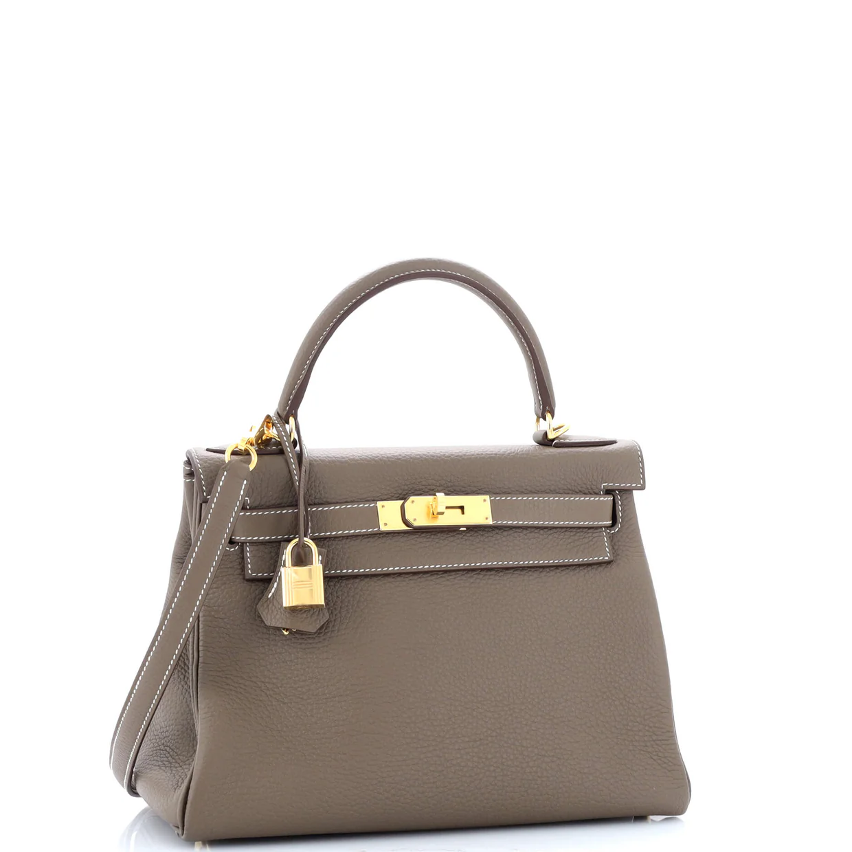 Kelly Handbag Grey Clemence with Gold Hardware 28 - Deep Luxury
