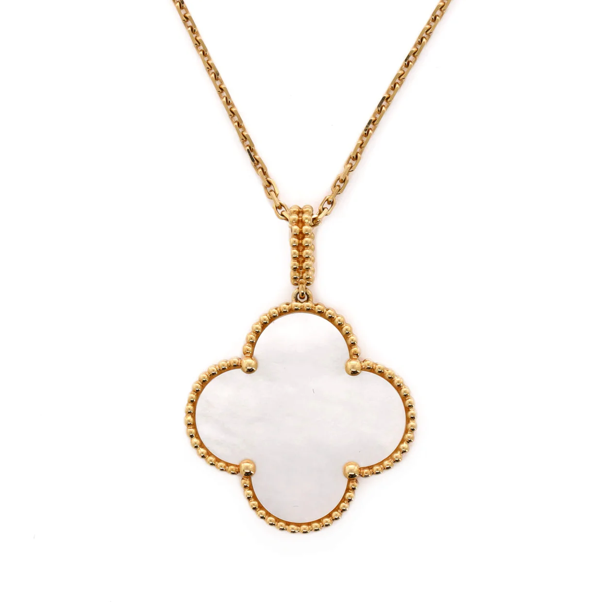 Magic Alhambra Long Necklace 18K Yellow Gold and Mother of Pearl - Deep Luxury
