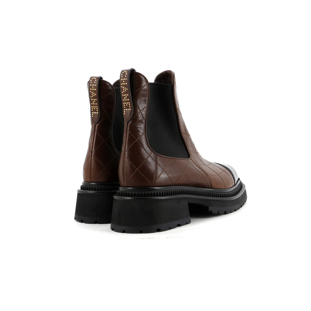 Women's Cap Toe Chelsea Ankle Boots Quilted Leather with Patent - Deep Luxury