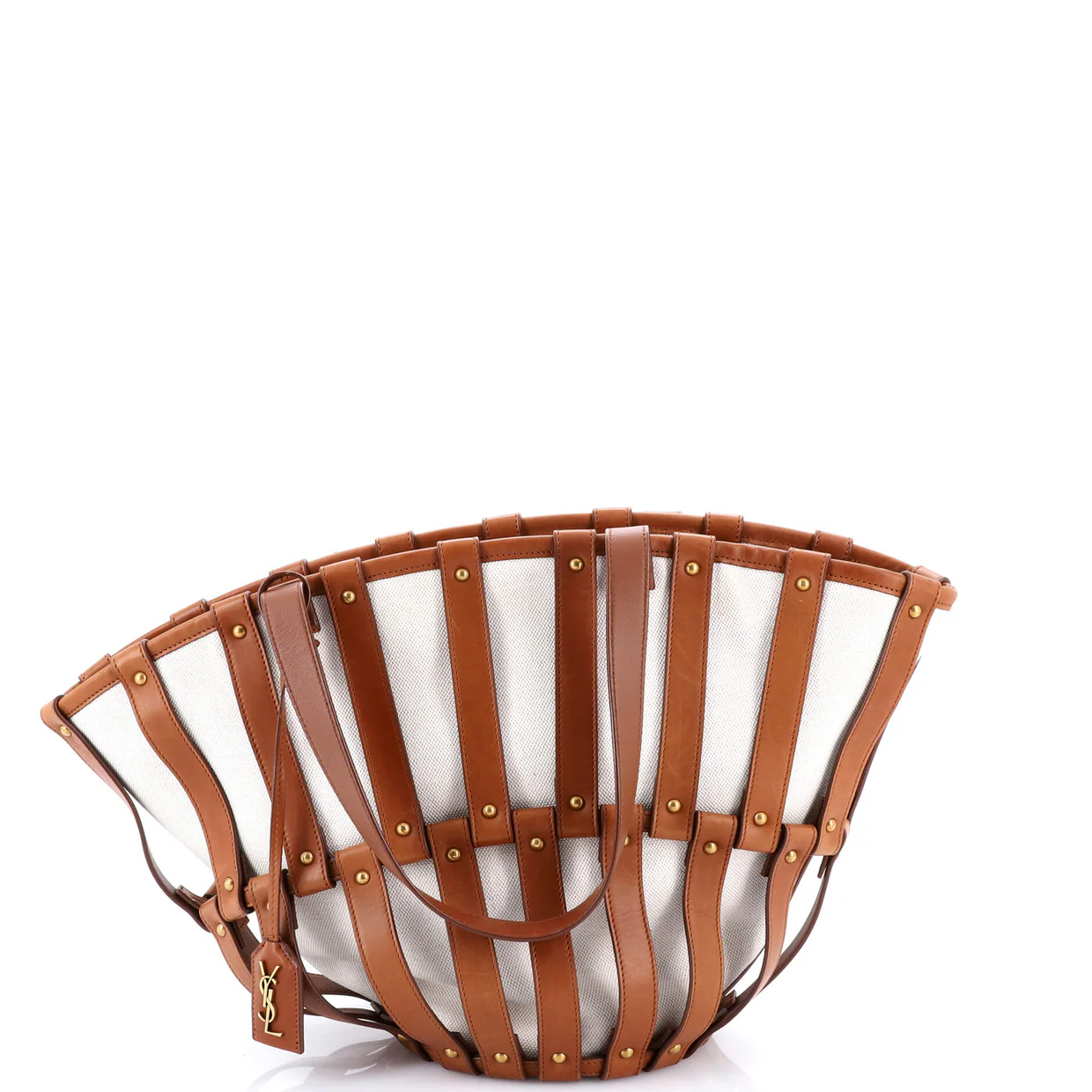 Beatrix Panier Cut Out Tote Canvas with Leather - Deep Luxury