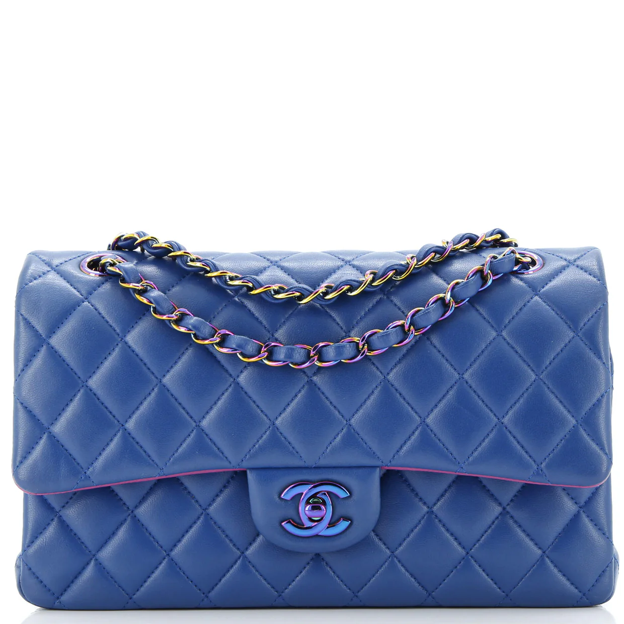 Classic Double Flap Bag Quilted Lambskin with Rainbow Hardware Medium - Deep Luxury