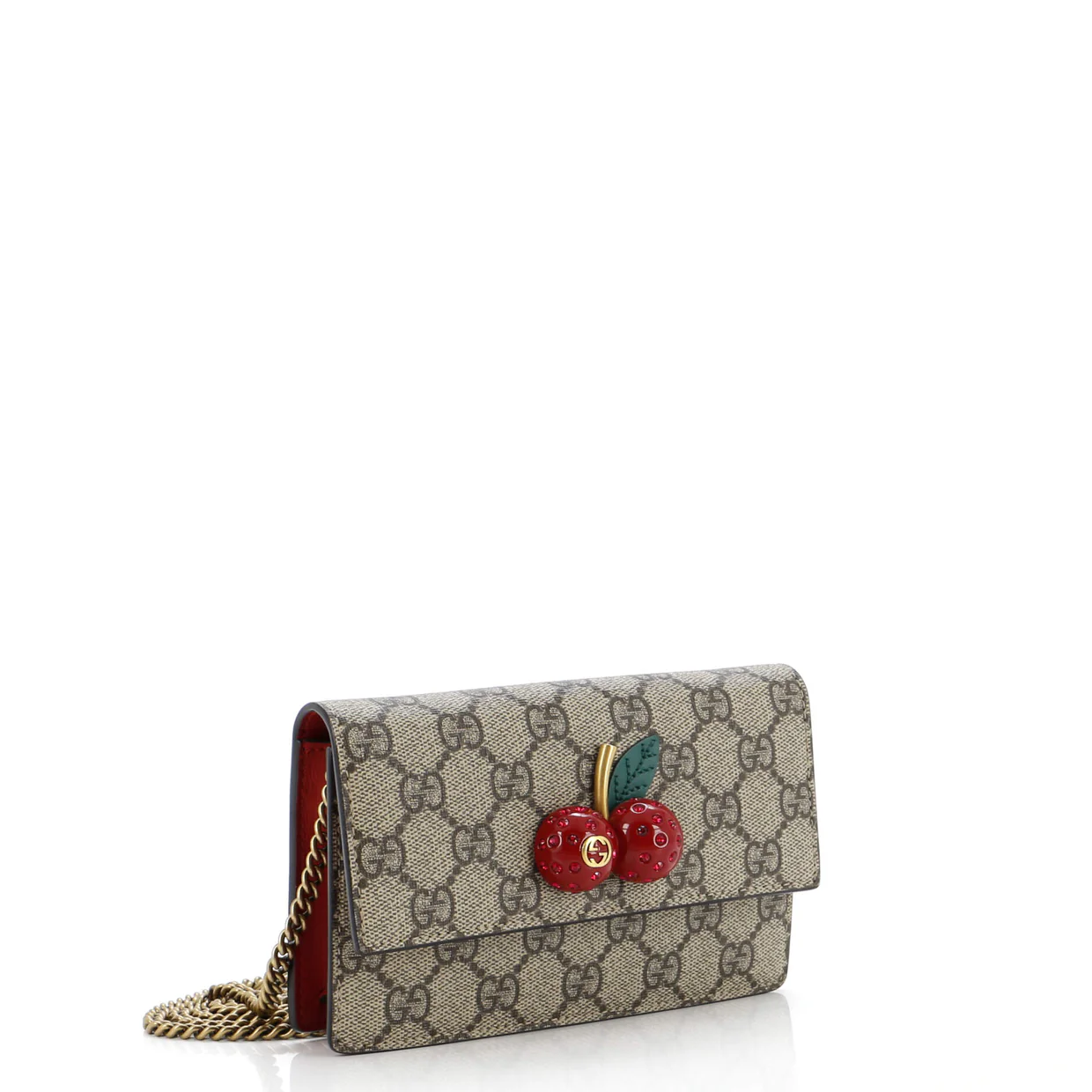 Cherries Wallet on Chain GG Coated Canvas Mini - Deep Luxury
