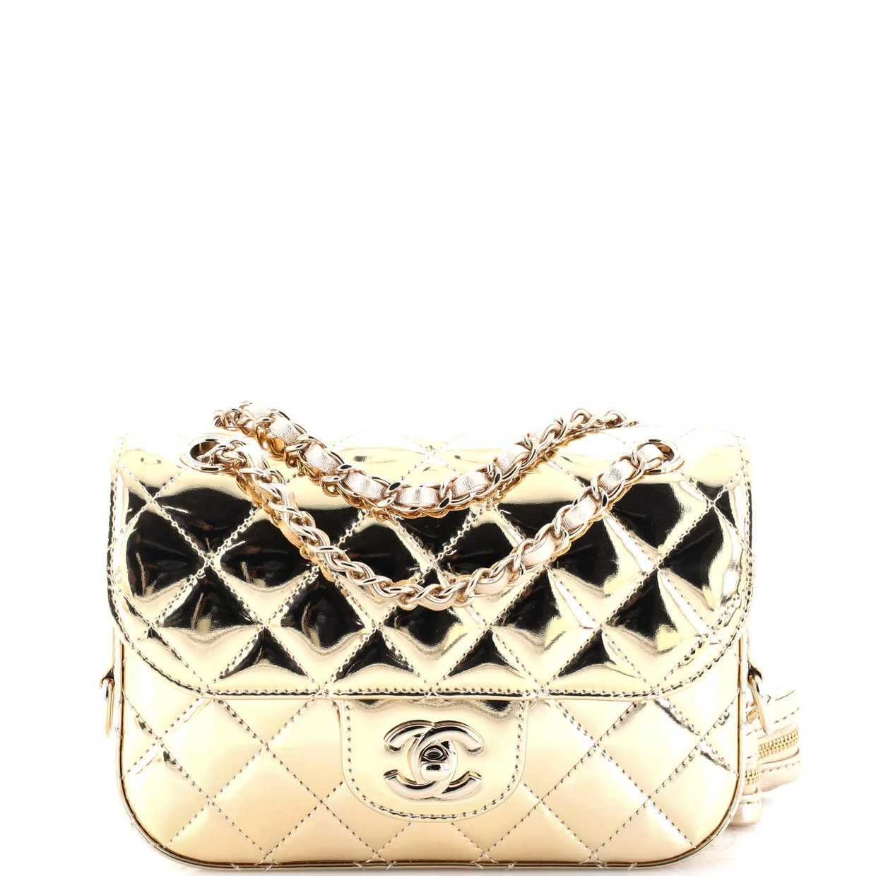Classic Single Flap Bag with Star Coin Purse Quilted Metallic Leather Mini - Deep Luxury