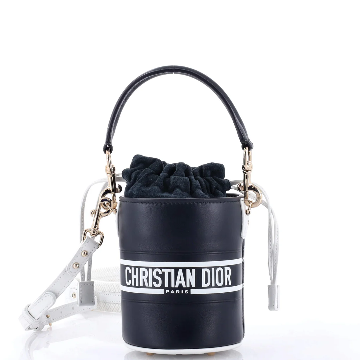 Vibe Drawstring Bucket Bag Leather Small - Deep Luxury