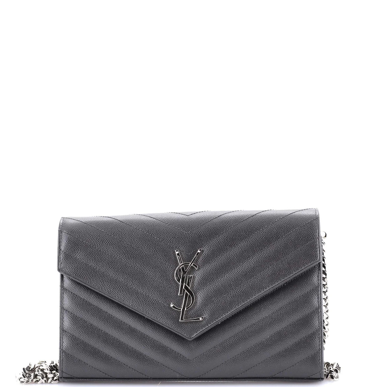 Classic Monogram Wallet on Chain Matelasse Chevron Leather Medium - Deep Luxury