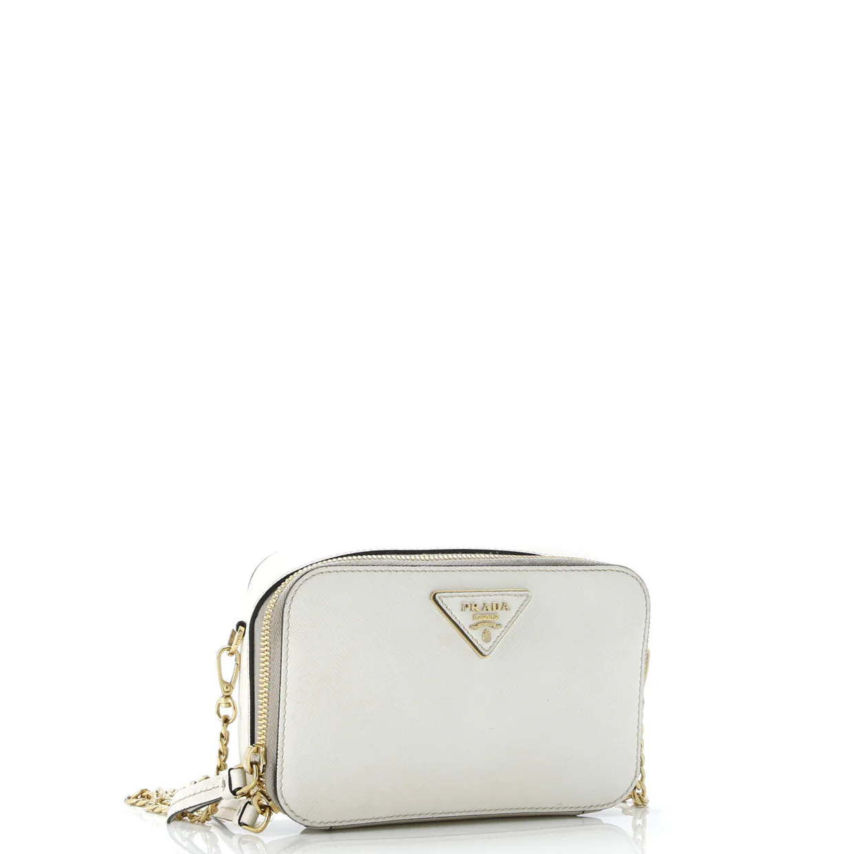 Double Zip Wallet on Chain Crossbody Saffiano Leather Mini - Deep Luxury