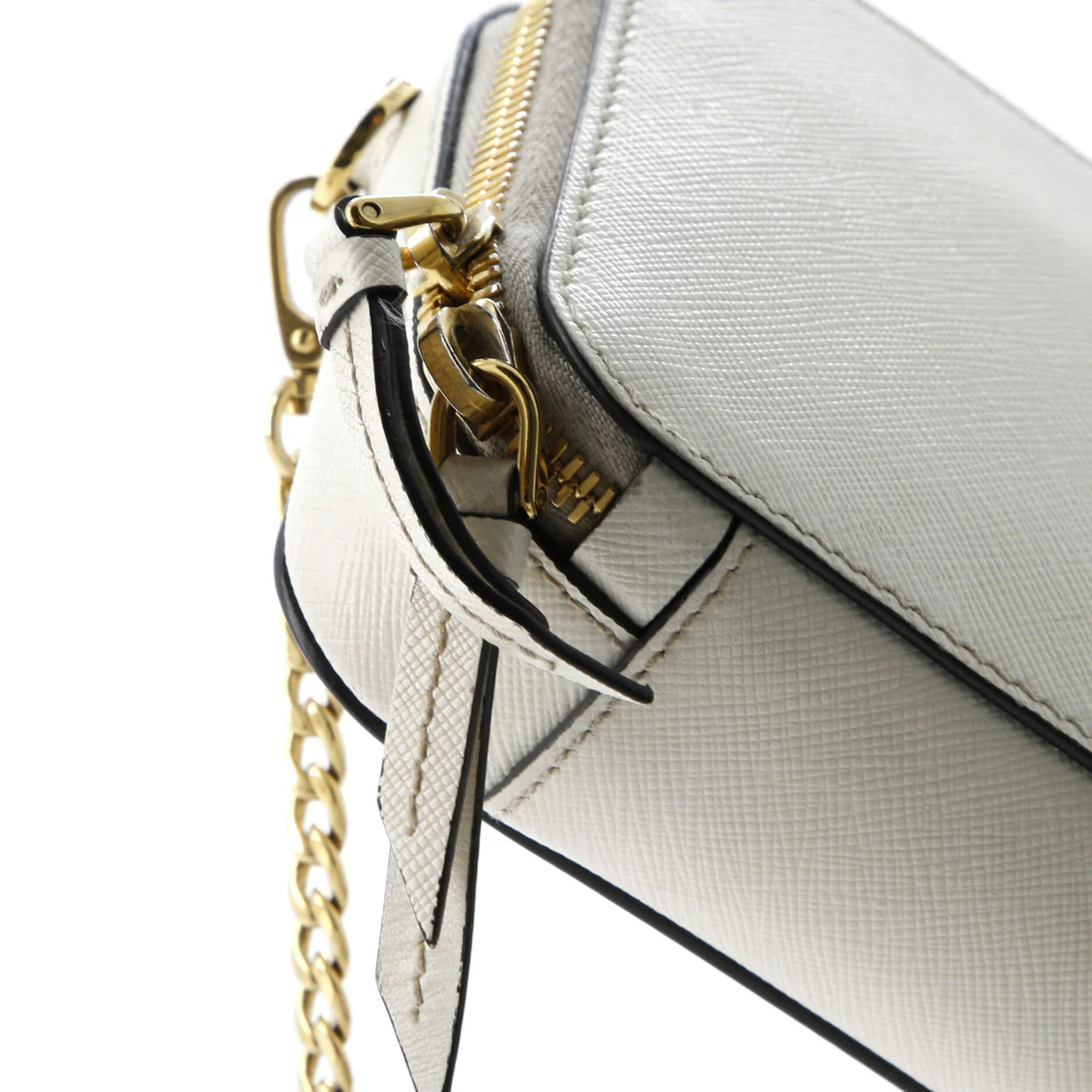 Double Zip Wallet on Chain Crossbody Saffiano Leather Mini - Deep Luxury