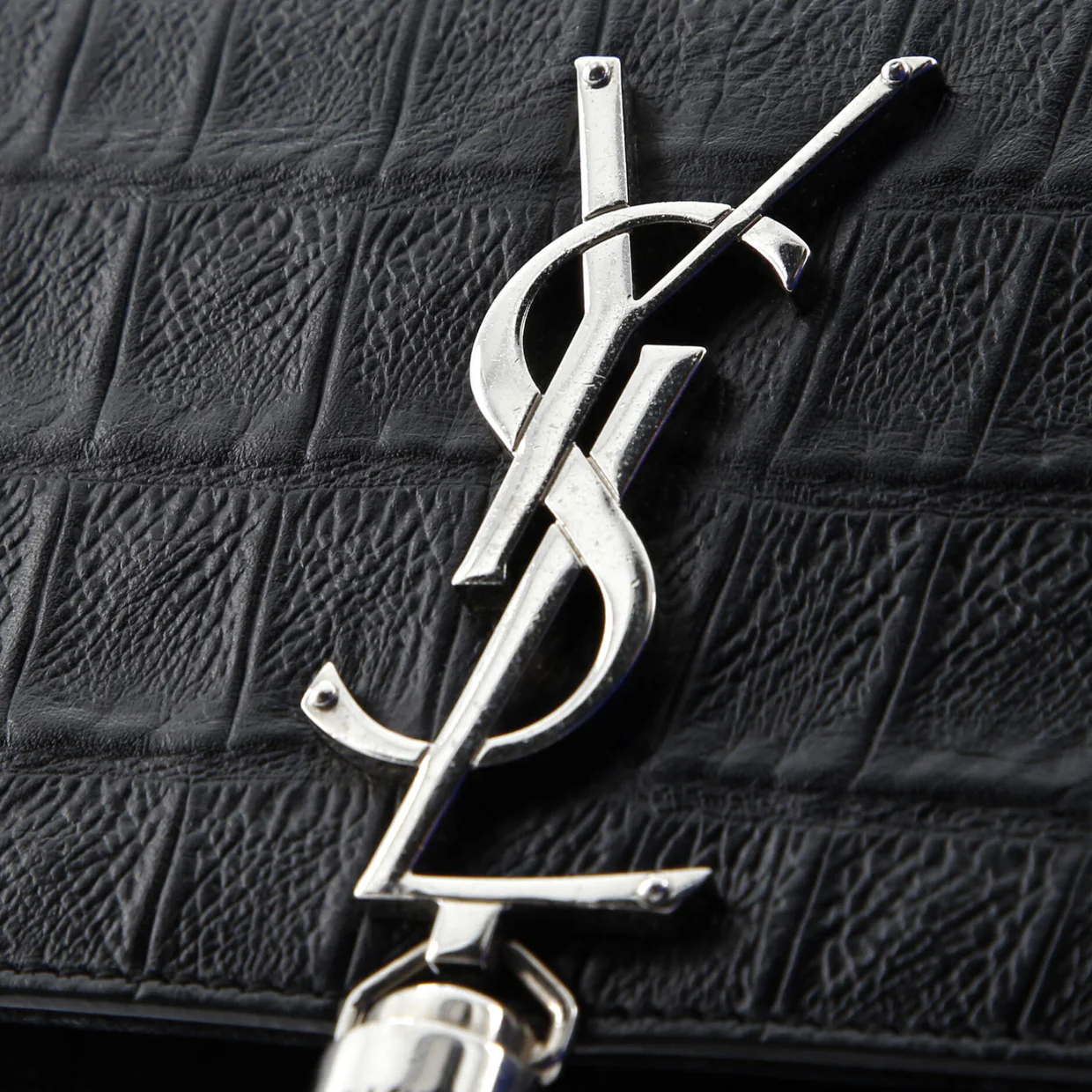 Classic Monogram Tassel Crossbody Bag Crocodile Embossed Leather Small - Deep Luxury