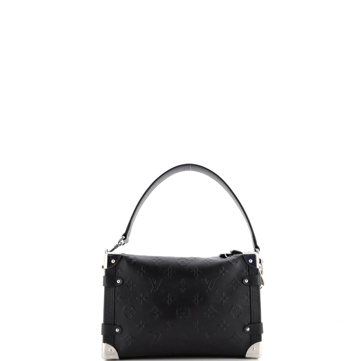 Side Trunk Handbag Debossed Monogram Leather MM - Deep Luxury