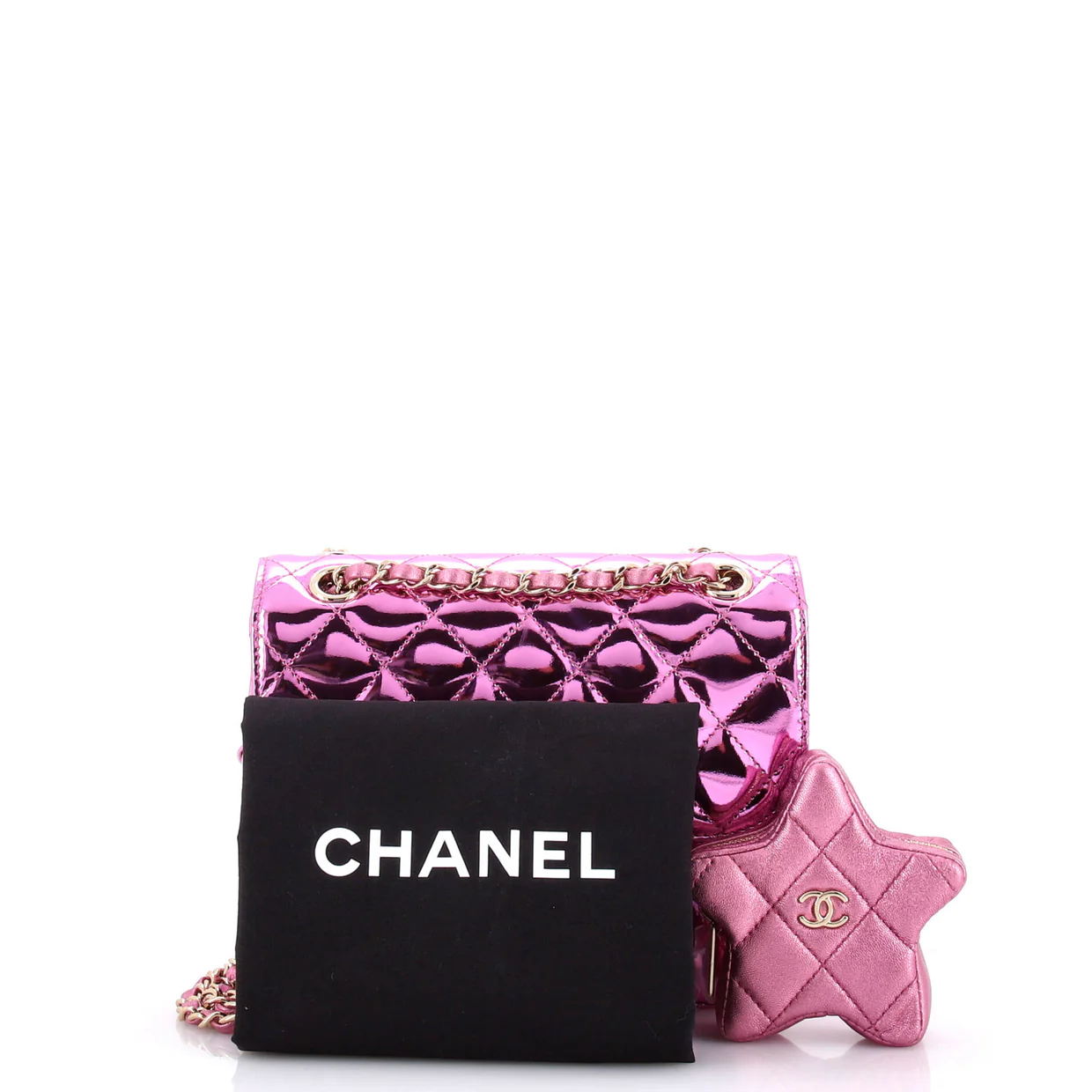 Classic Single Flap Bag with Star Coin Purse Quilted Metallic Leather Mini - Deep Luxury