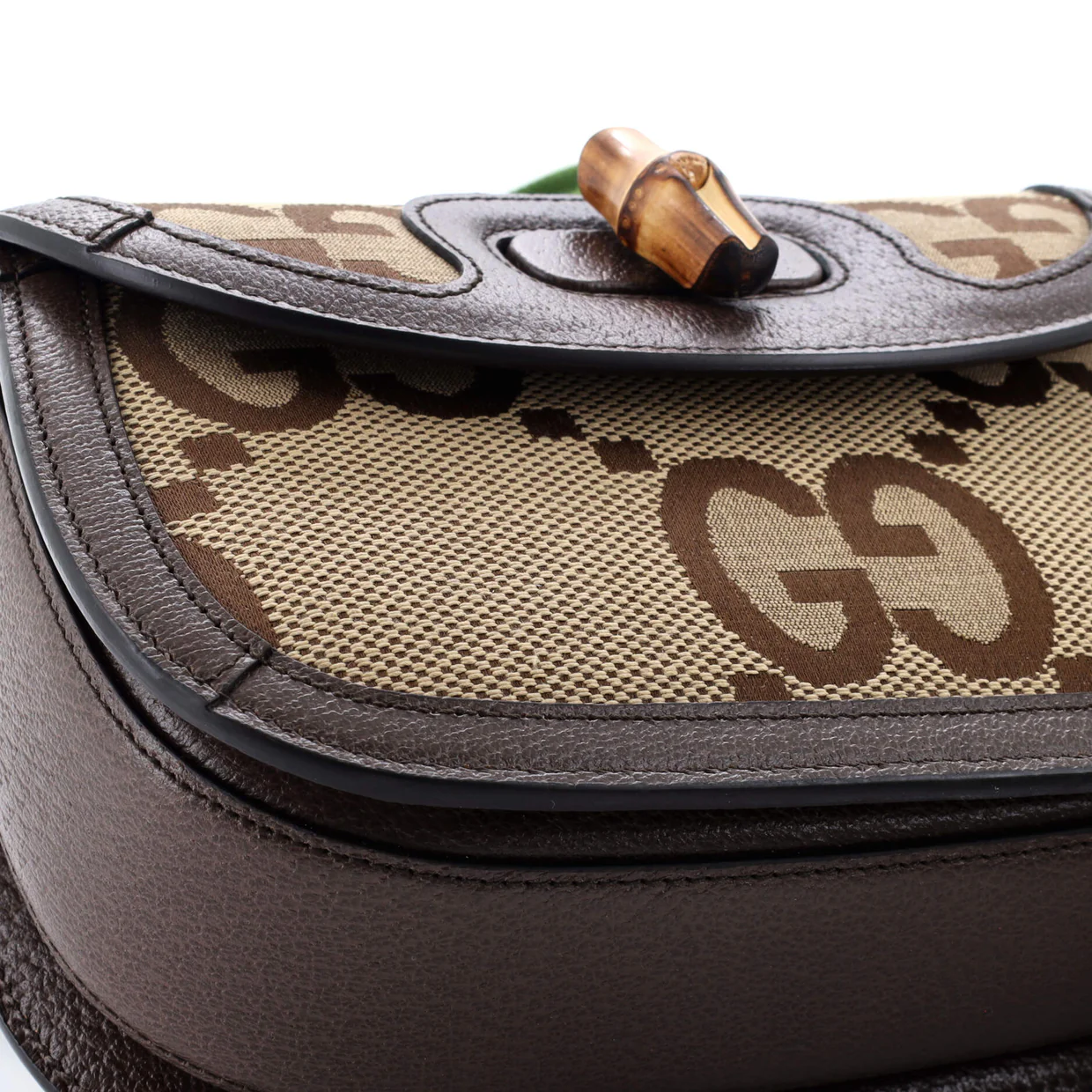 Bamboo 1947 Top Handle Bag Jumbo GG Canvas Small - Deep Luxury