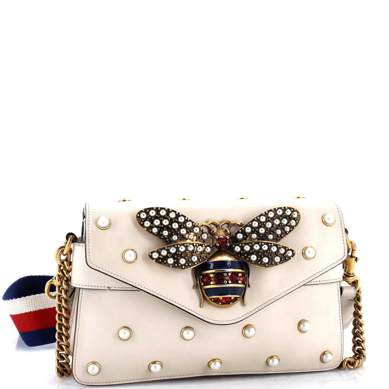 Broadway Pearly Bee Shoulder Bag Embellished Leather Mini - Deep Luxury