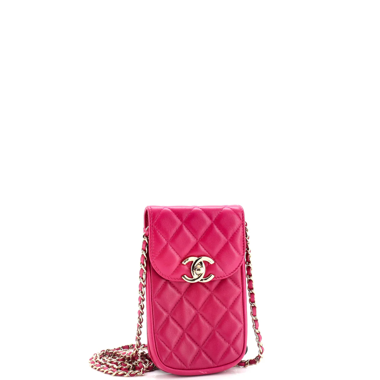 CC Flap Phone Holder Crossbody Bag Quilted Lambskin - Deep Luxury