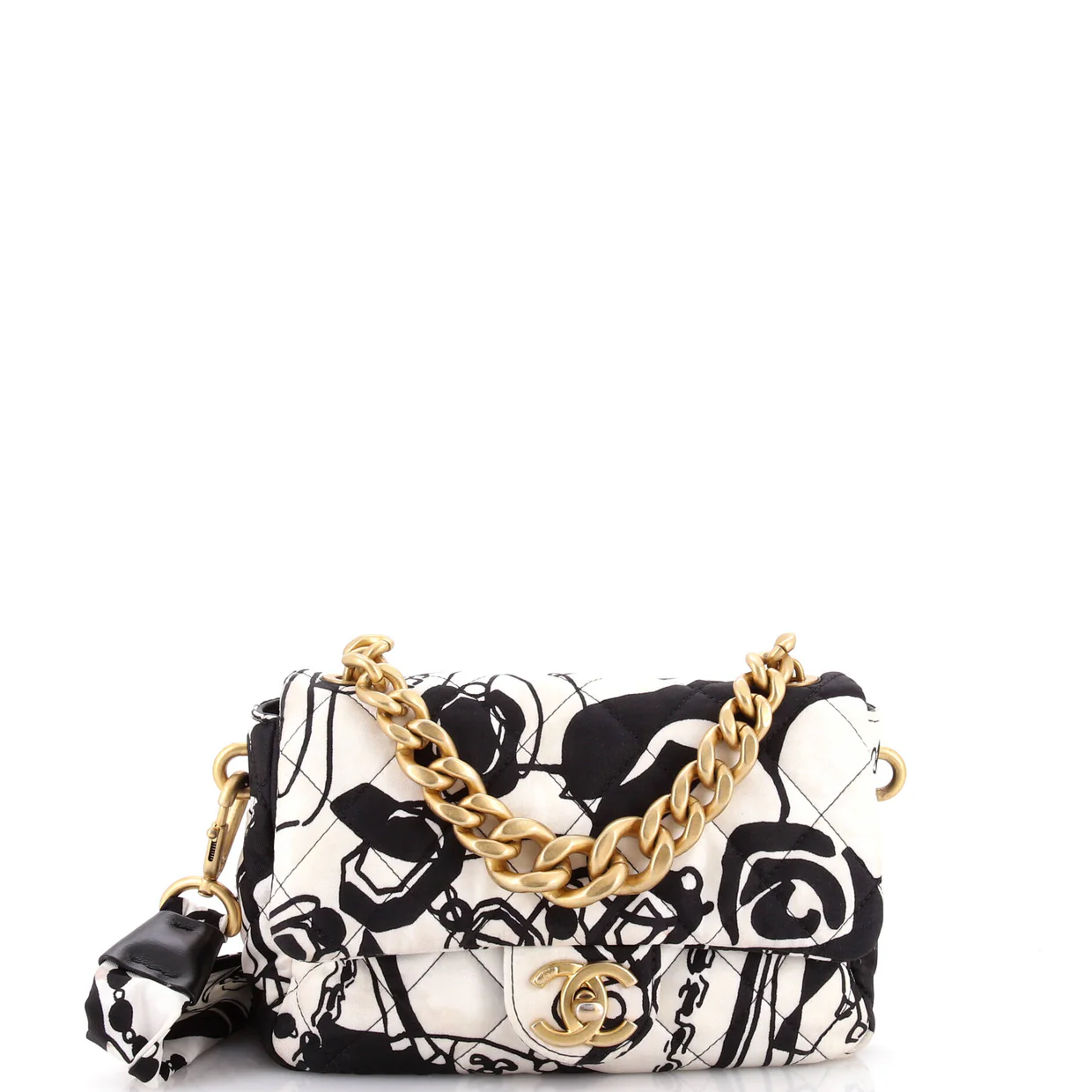 Deer Coco Flap Bag Quilted Printed Canvas Mini - Deep Luxury