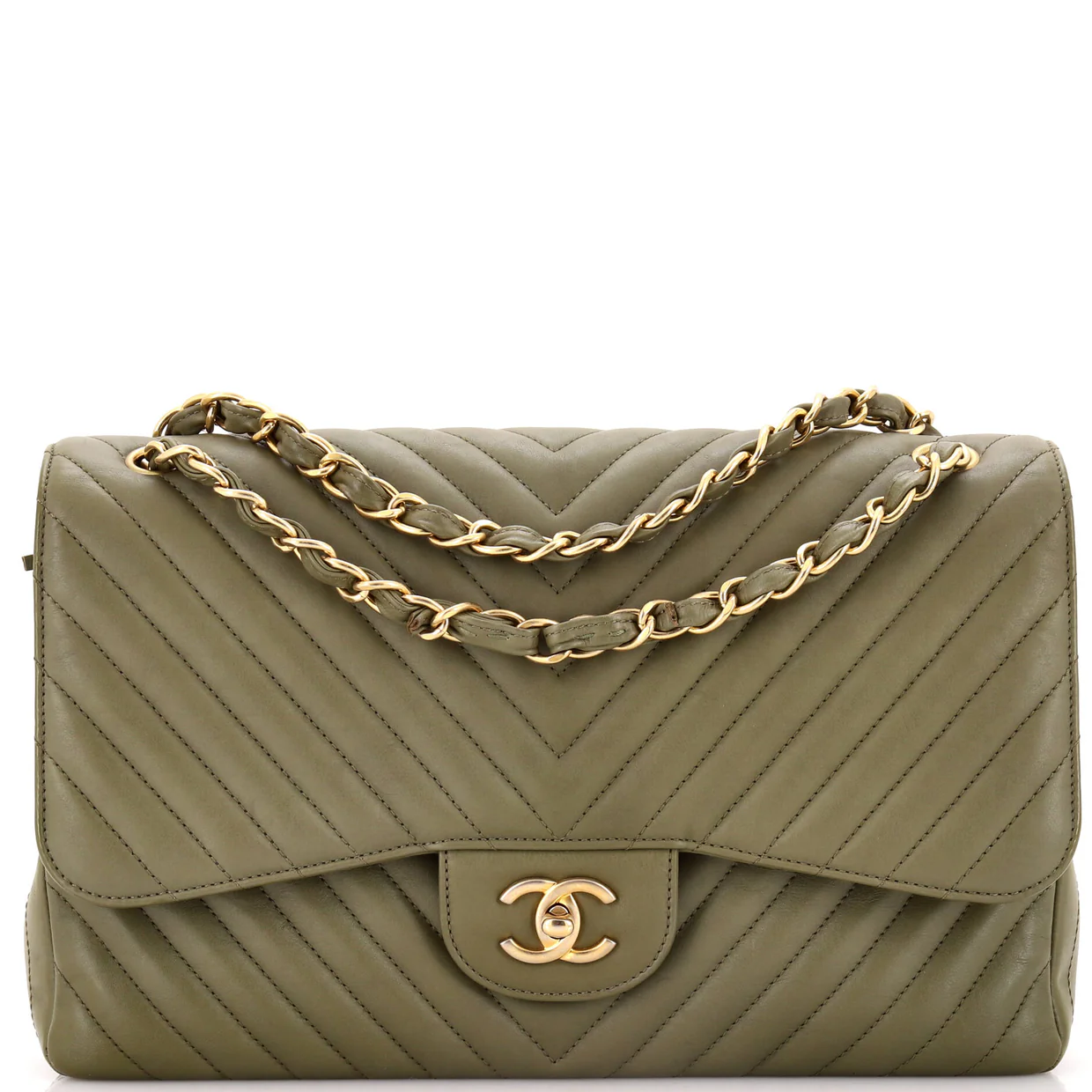 Classic Double Flap Bag Chevron Lambskin Jumbo - Deep Luxury