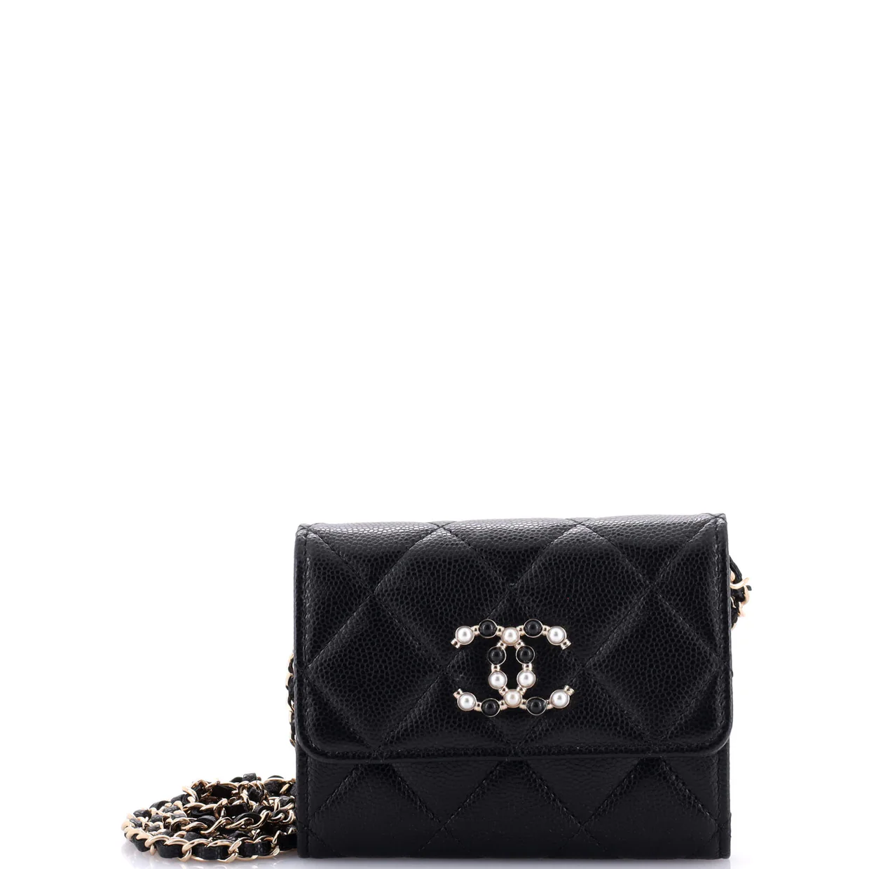 Coco Candy Card Holder on Chain Quilted Caviar - Deep Luxury