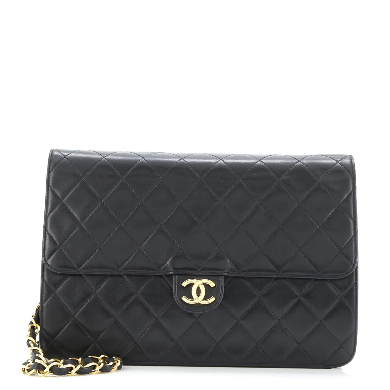 Vintage Clutch with Chain Quilted Leather Medium - Deep Luxury