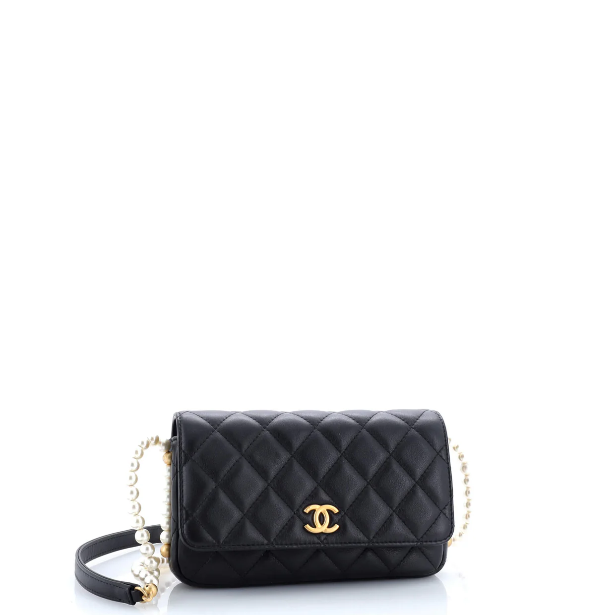 About Pearls Wallet on Chain Quilted Calfskin - Deep Luxury
