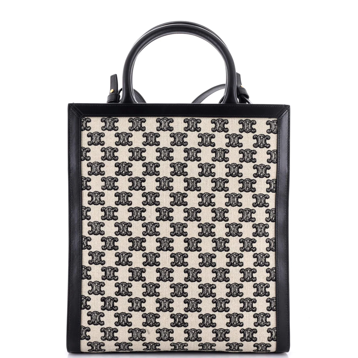 Vertical Cabas Tote Embroidered Canvas with Leather Small - Deep Luxury