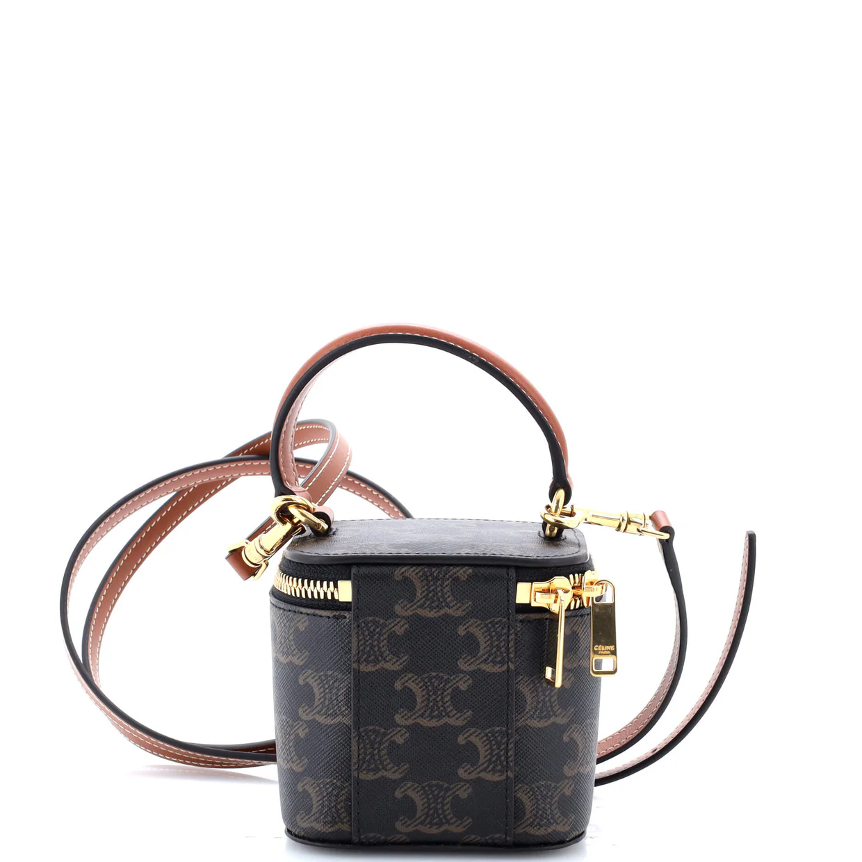 Top Handle Square Vanity Case Triomphe Coated Canvas Mini - Deep Luxury