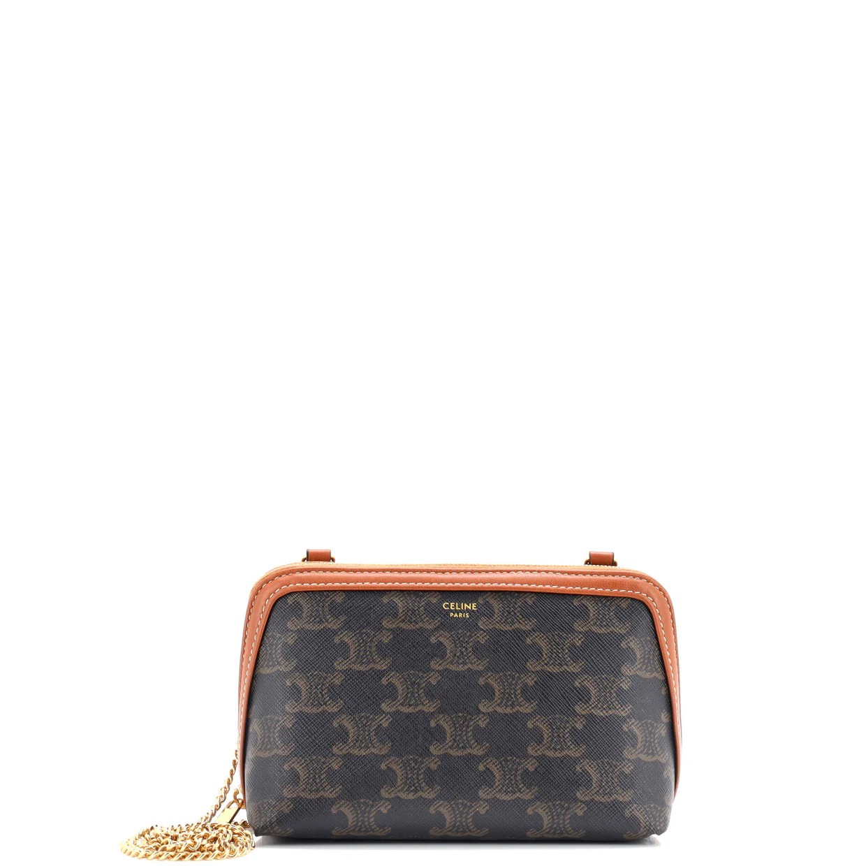 Zip Around Chain Clutch Triomphe Coated Canvas - Deep Luxury