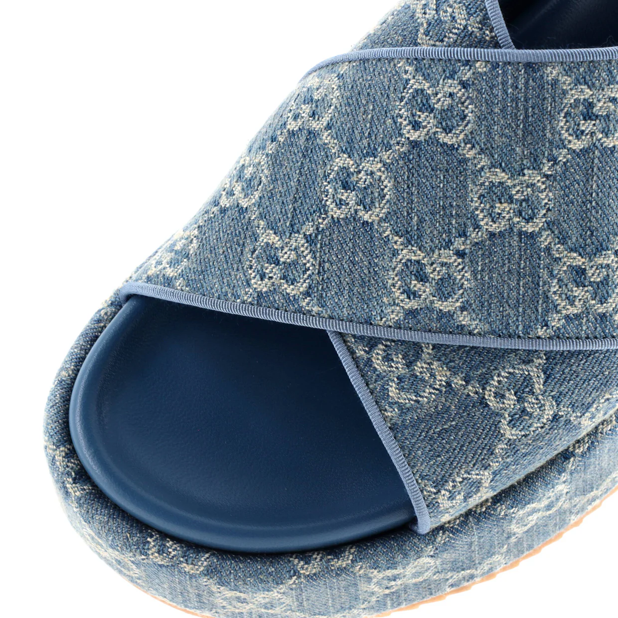 Women's Criss Cross Platform Slide Sandals GG Denim - Deep Luxury