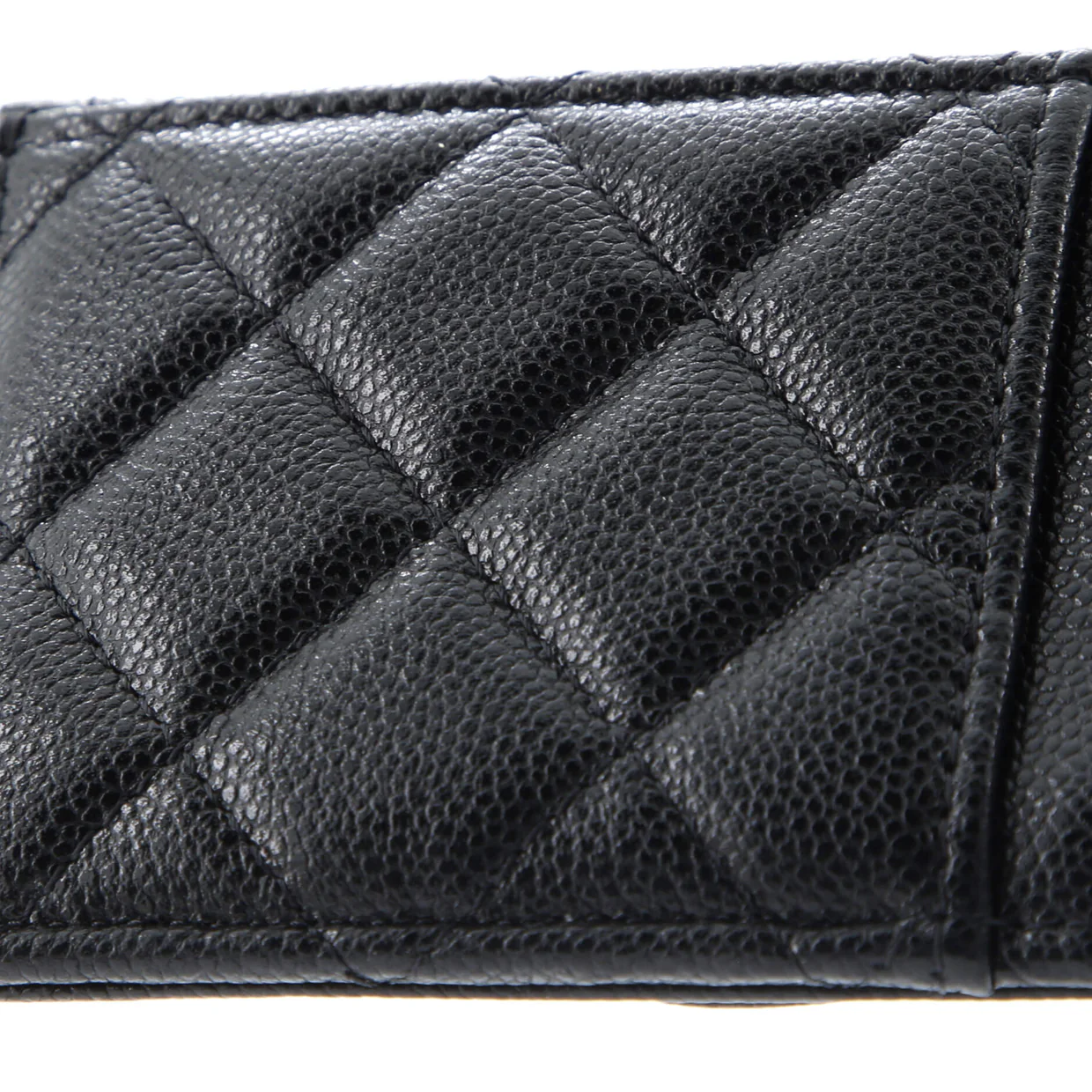 Flap Zip Card Holder Quilted Caviar - Deep Luxury