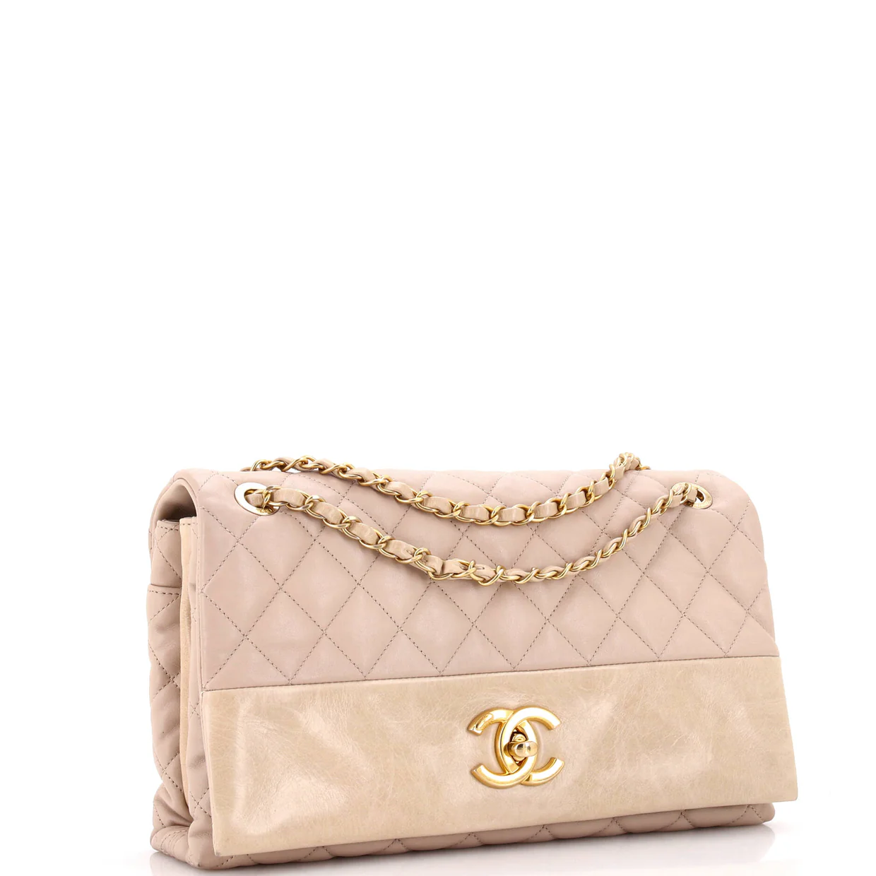 Soft Elegance Flap Bag Quilted Distressed Calfskin Jumbo - Deep Luxury