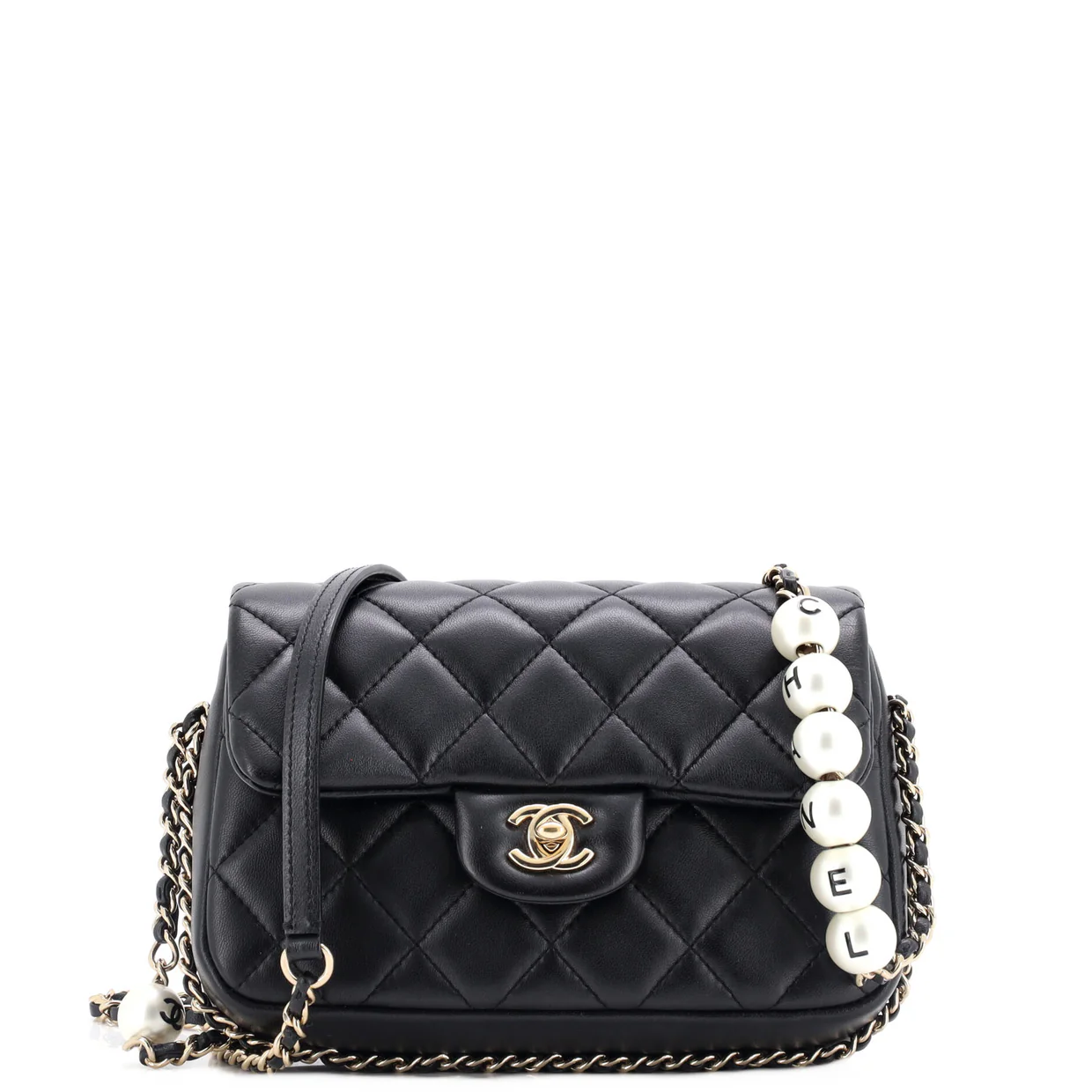My Precious Pearls Chain Flap Bag Quilted Lambskin Medium - Deep Luxury