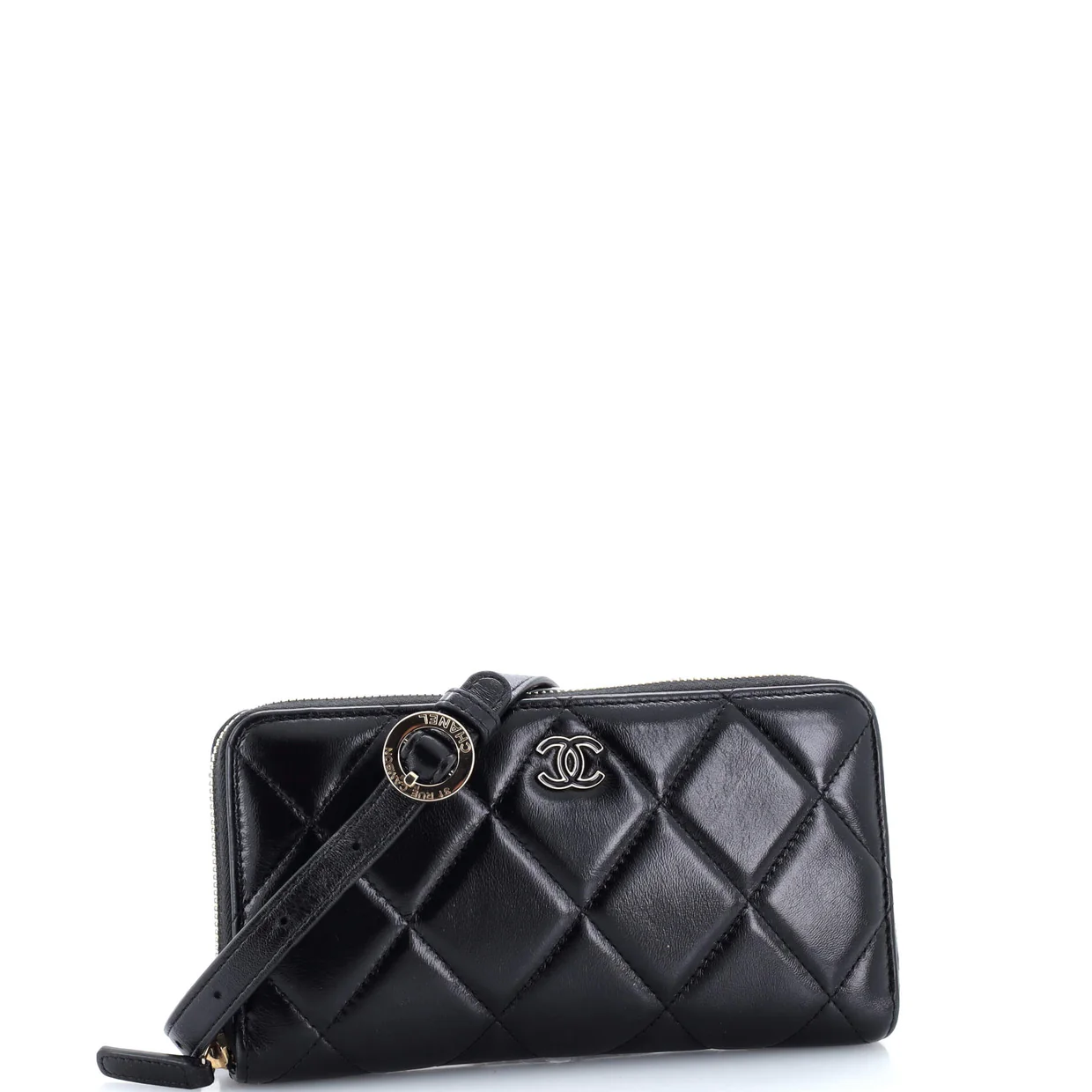 Zip Around Waist Belt Bag Quilted Shiny Lambskin - Deep Luxury