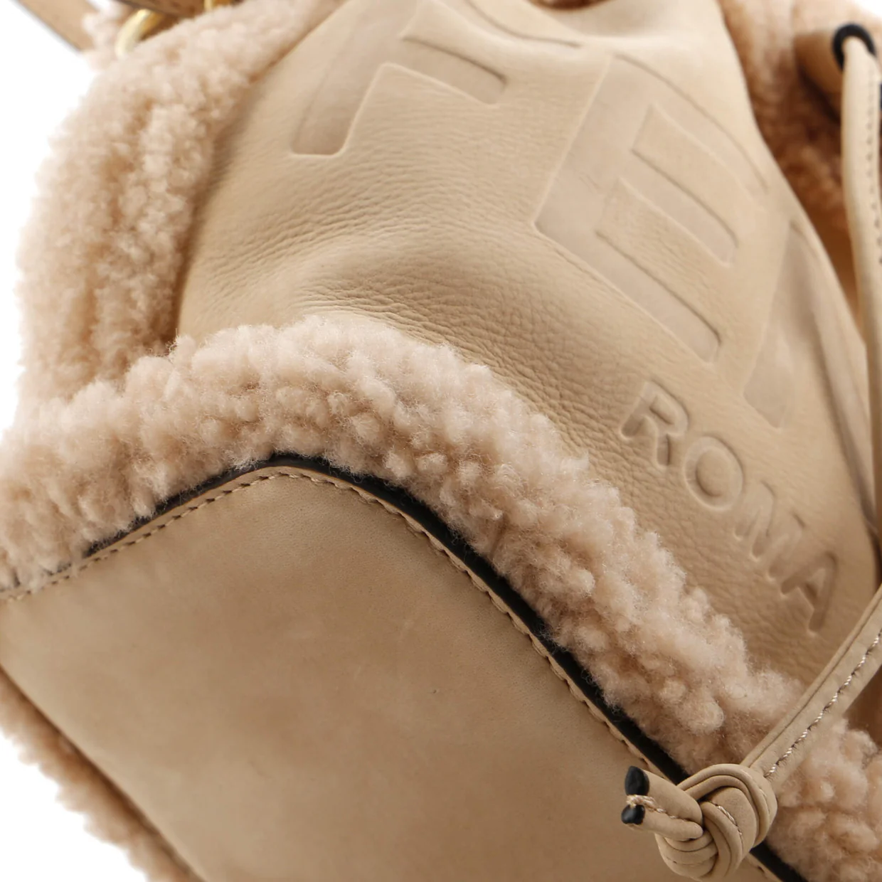 Logo Mon Tresor Bucket Bag Shearling with Nubuck Mini - Deep Luxury