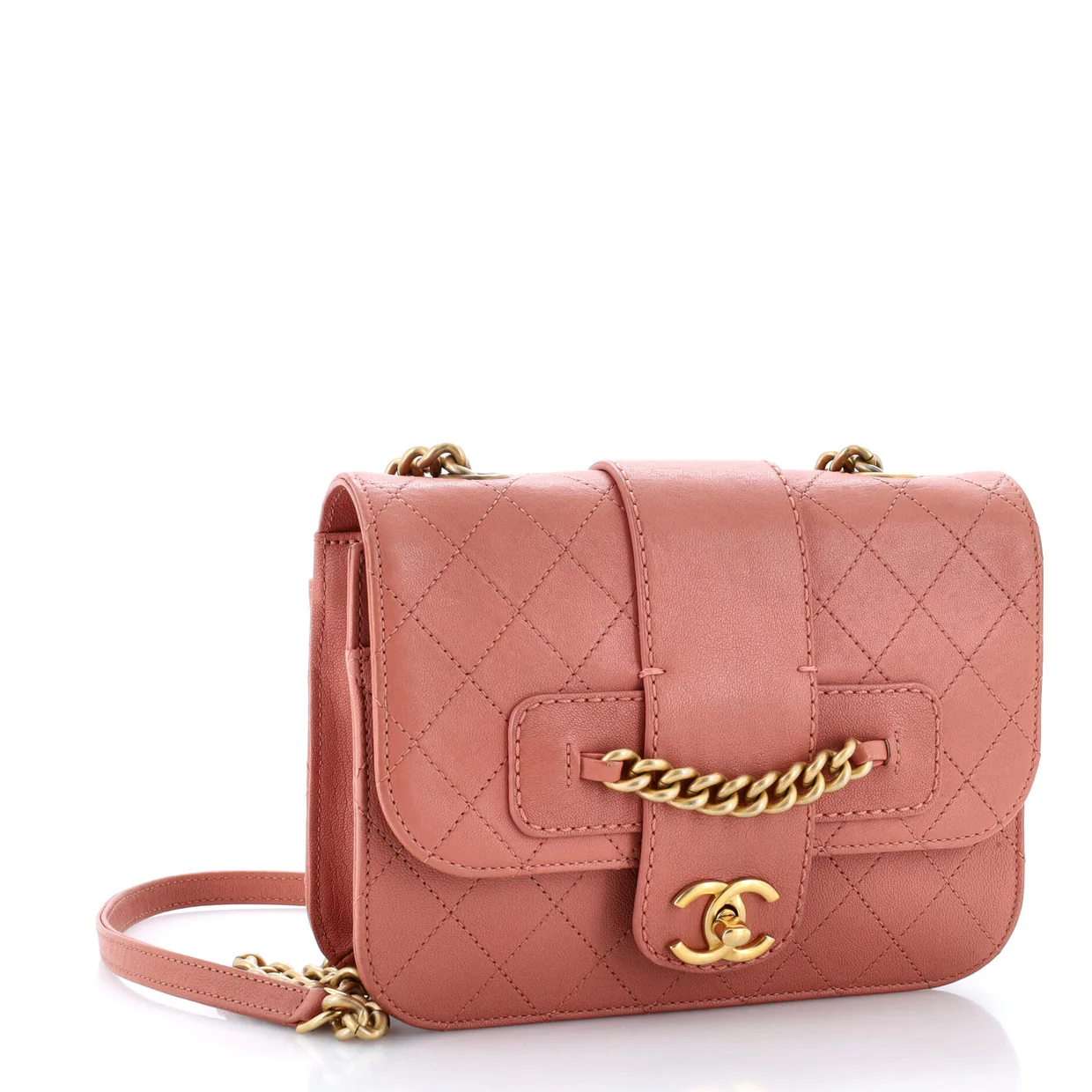 Front Chain Flap Bag Quilted Sheepskin Medium - Deep Luxury