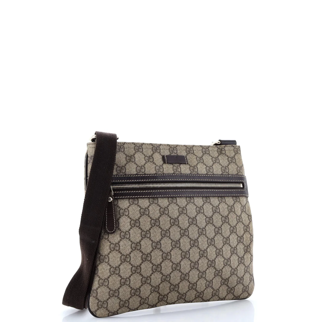 Front Zip Flat Messenger Bag GG Coated Canvas Medium - Deep Luxury