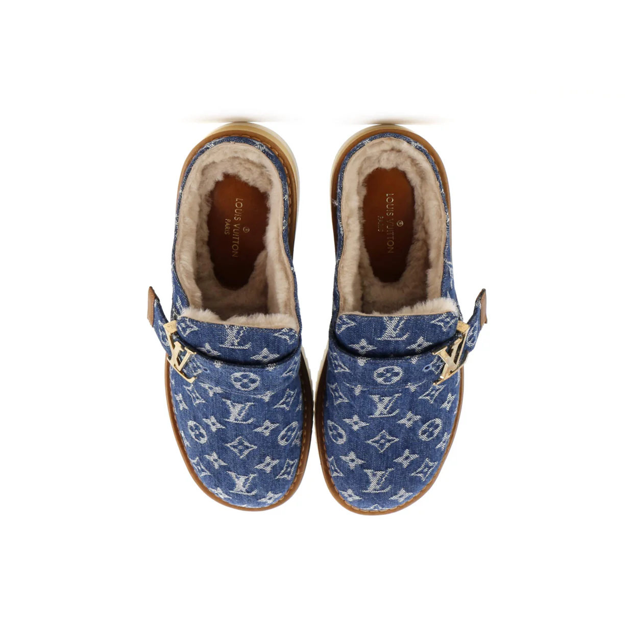 Cosy Flat Clog Mules Monogram Denim - Deep Luxury