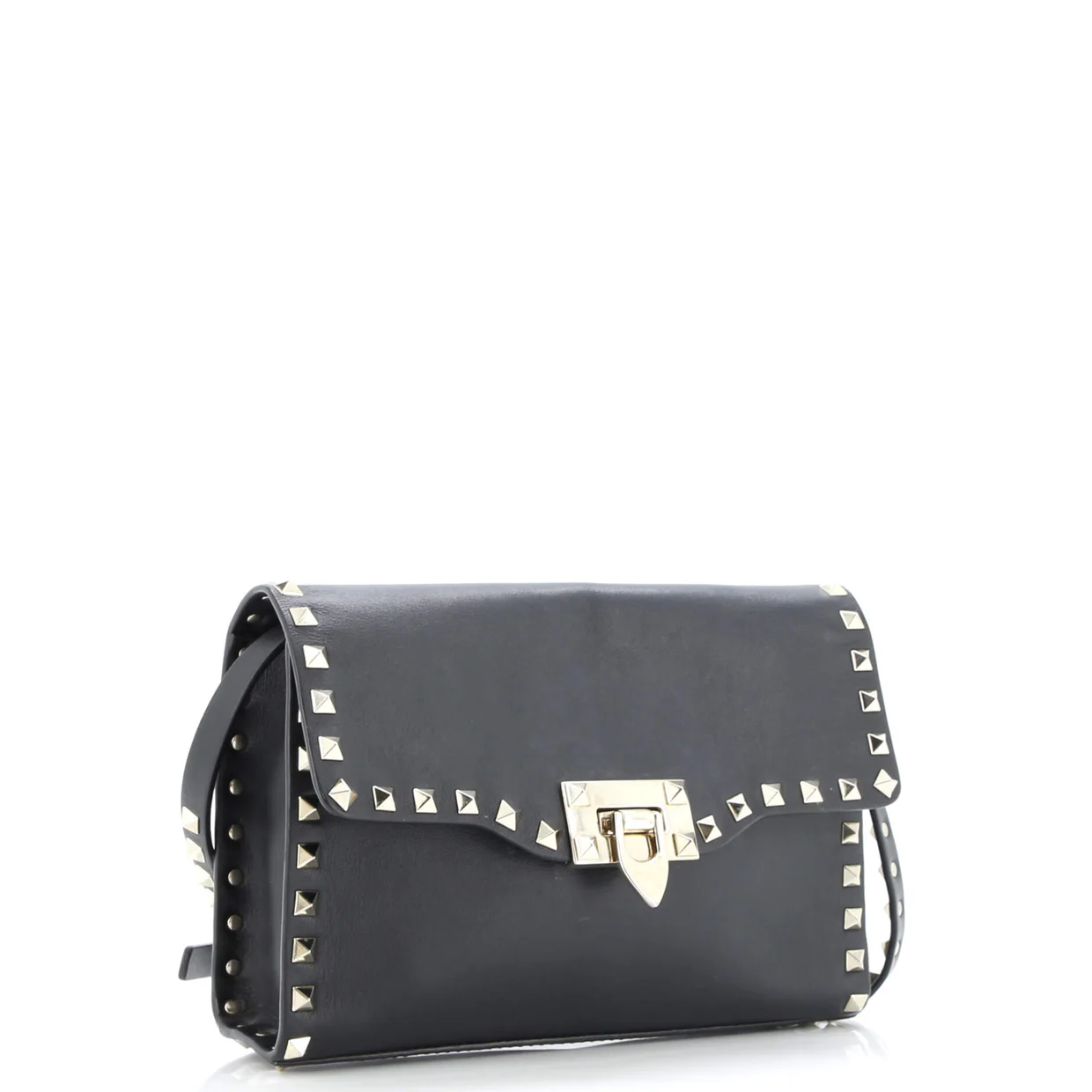 Rockstud Flip Lock Flap Bag Leather Medium - Deep Luxury