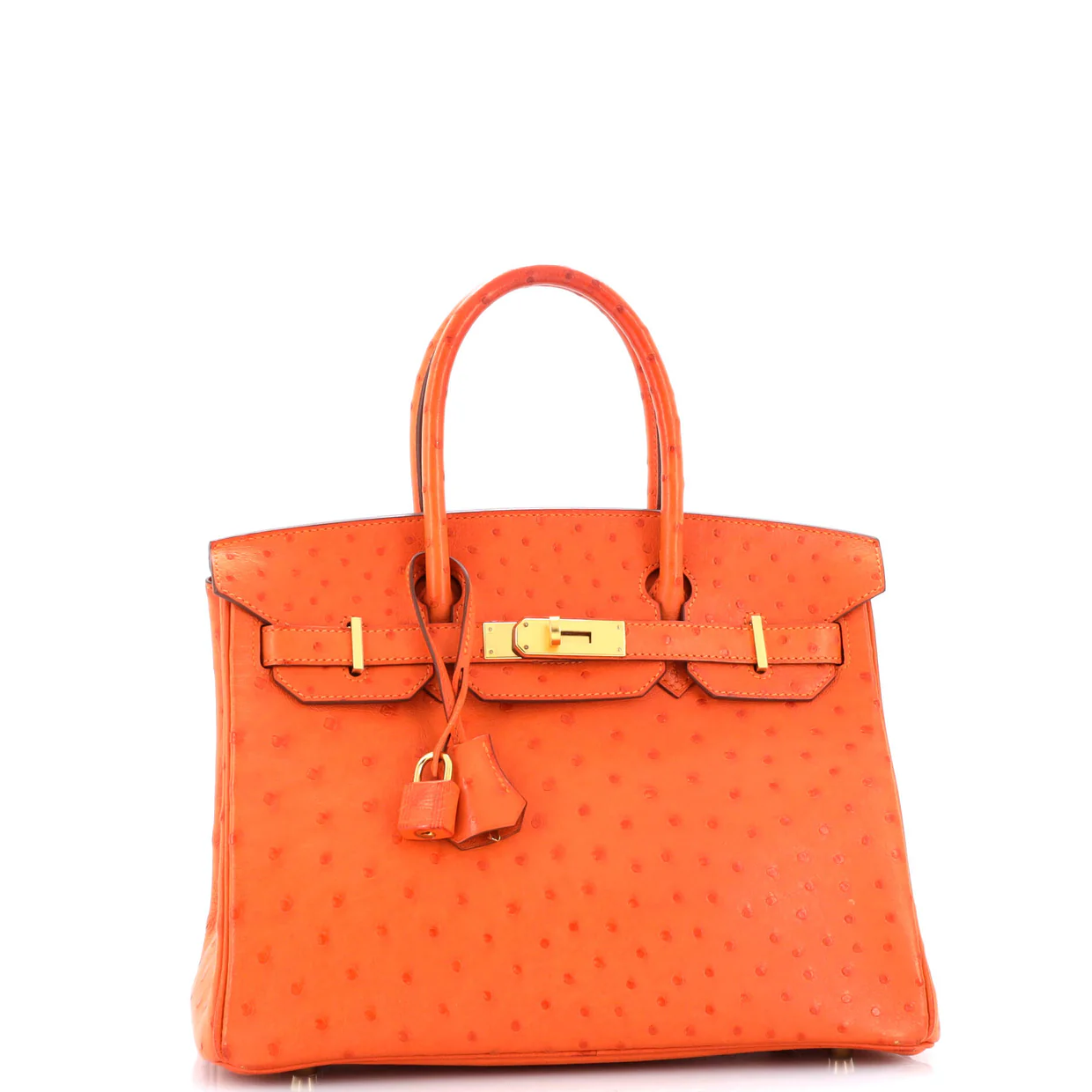 Birkin Handbag Tangerine Ostrich with Gold Hardware 30 - Deep Luxury