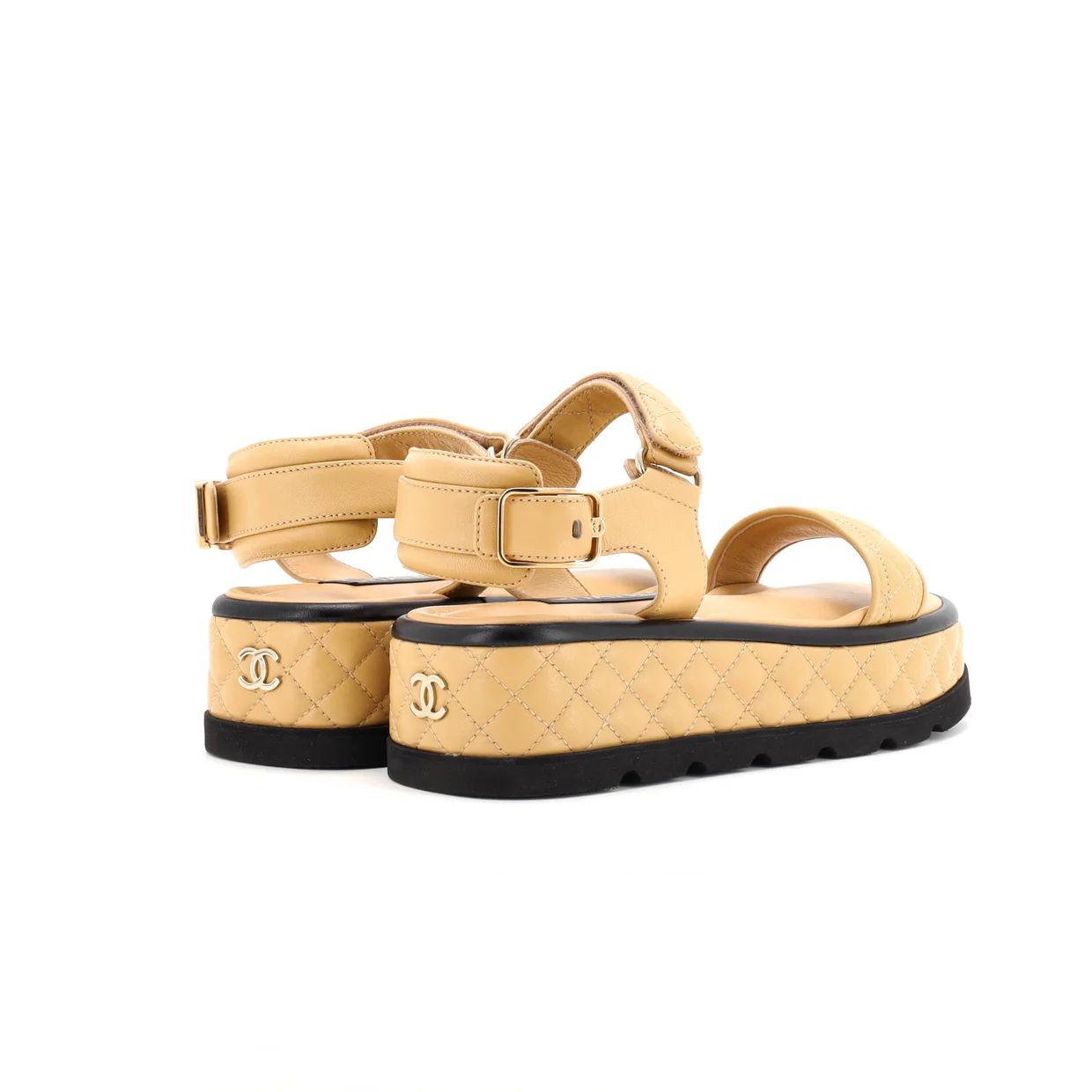 Women's Velcro Platform Sandals Quilted Leather - Deep Luxury