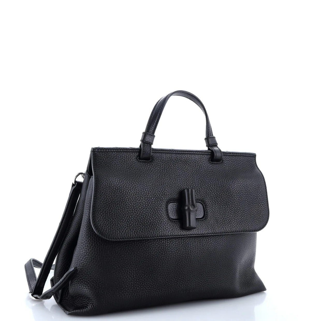 Bamboo Daily Top Handle Bag Leather Medium - Deep Luxury