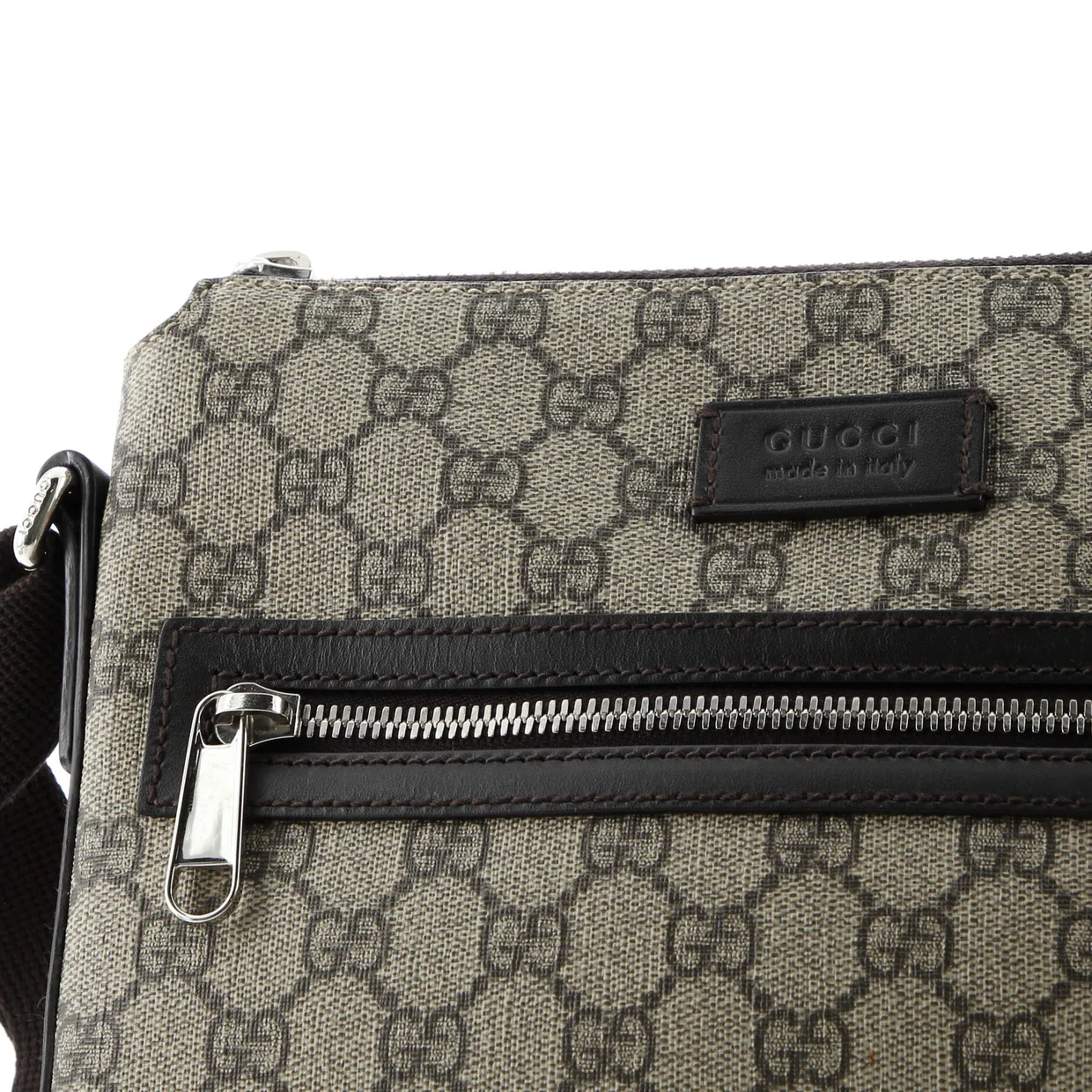 Front Zip Messenger GG Coated Canvas Medium - Deep Luxury