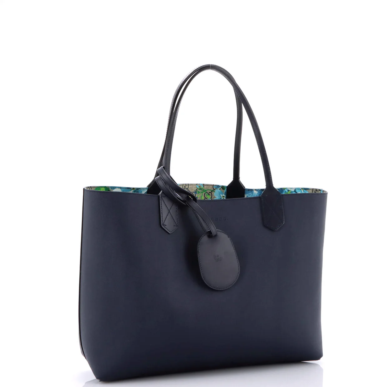 Reversible Tote Blooms GG Print Leather Medium - Deep Luxury