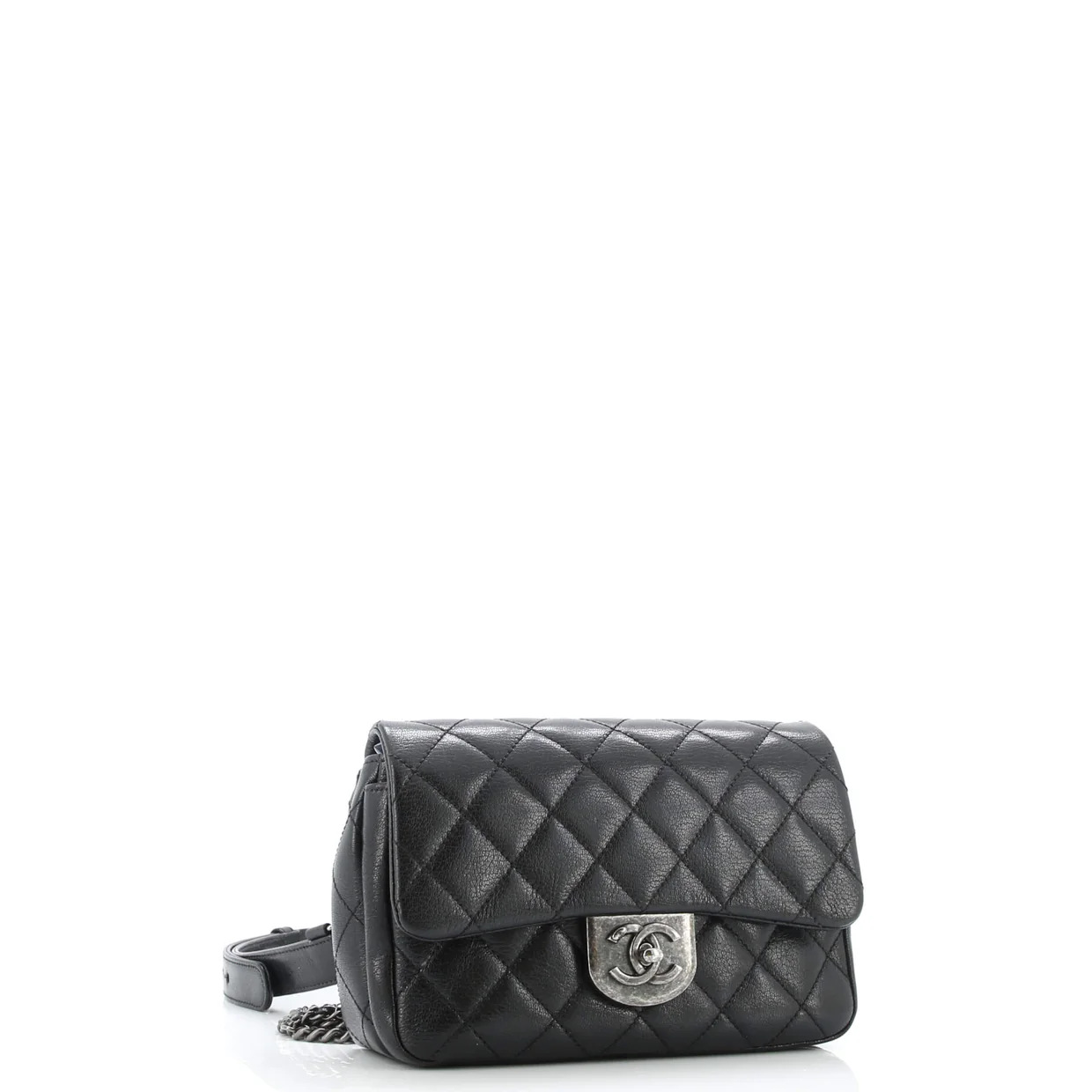 Double Carry Chain Waist Bag Quilted Goatskin Small - Deep Luxury