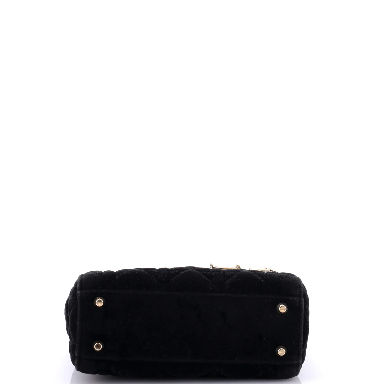 Lady Dior Chain Bag Cannage Quilt Velvet with Crystal Charms Mini - Deep Luxury