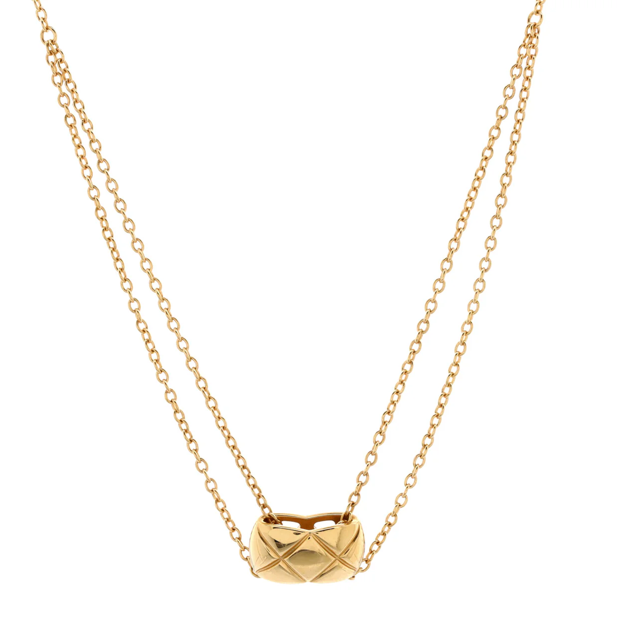 Coco Crush Double Chain Pendant Necklace 18K Yellow Gold - Deep Luxury