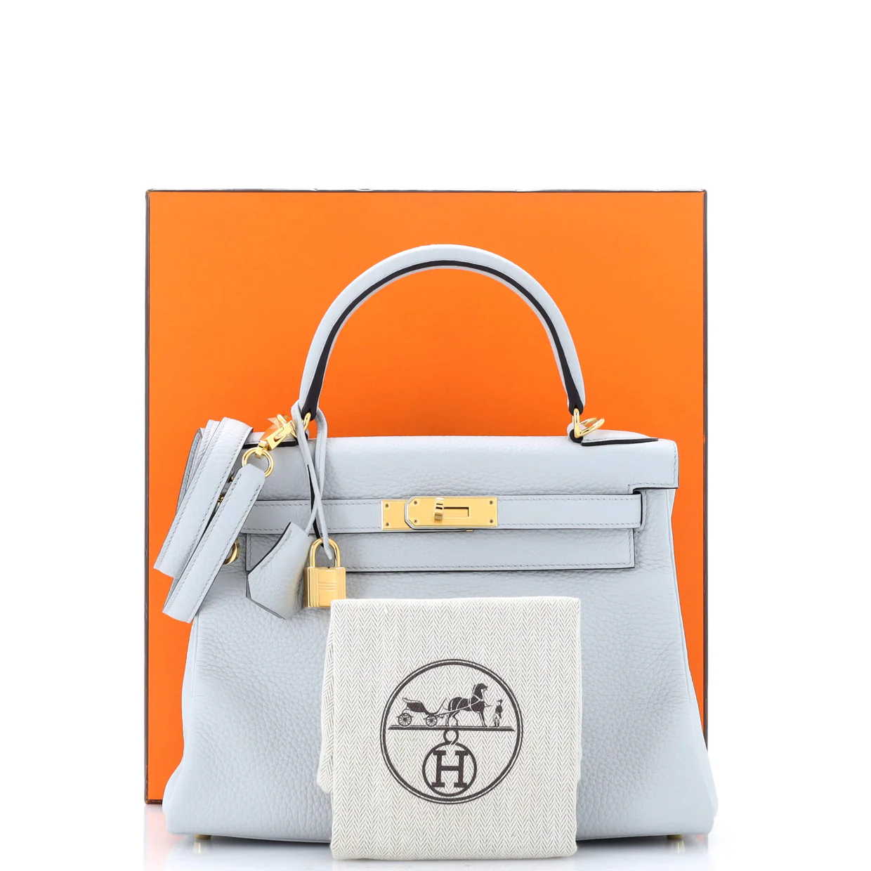 Kelly Handbag Bleu Pale Clemence with Gold Hardware 28 - Deep Luxury