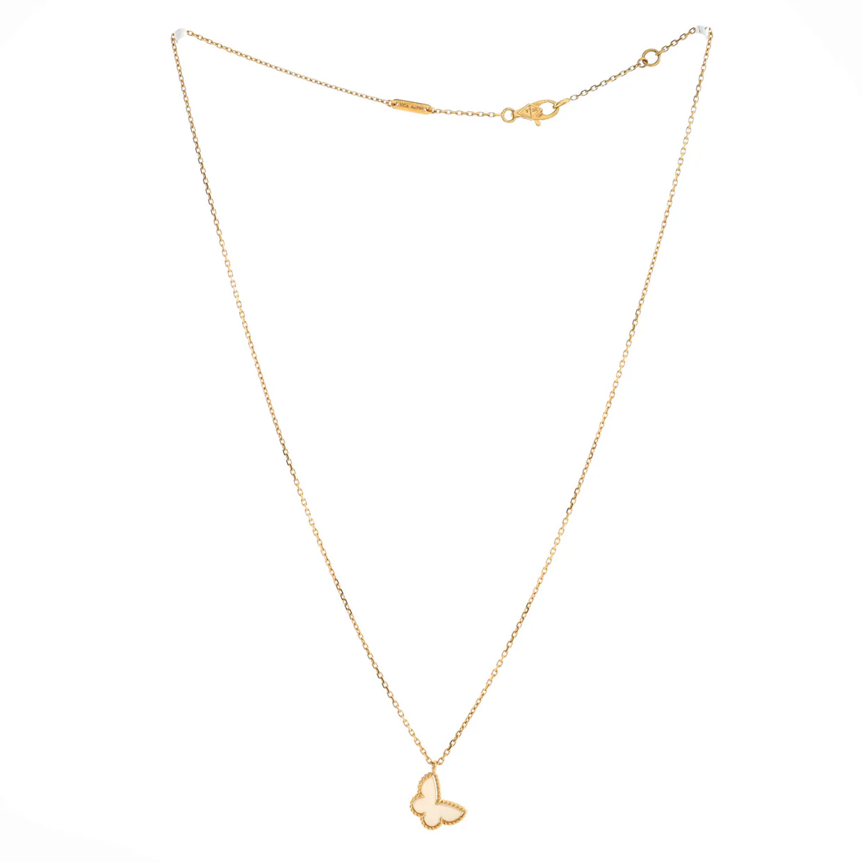 Sweet Alhambra Butterfly Pendant Necklace 18K Yellow Gold and Mother of Pearl - Deep Luxury