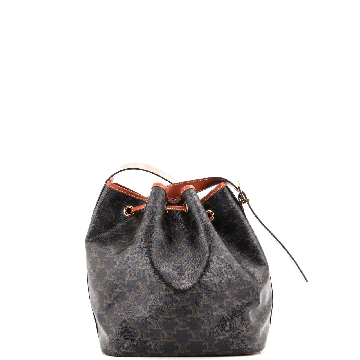 Drawstring Bucket Bag Triomphe Coated Canvas Medium - Deep Luxury