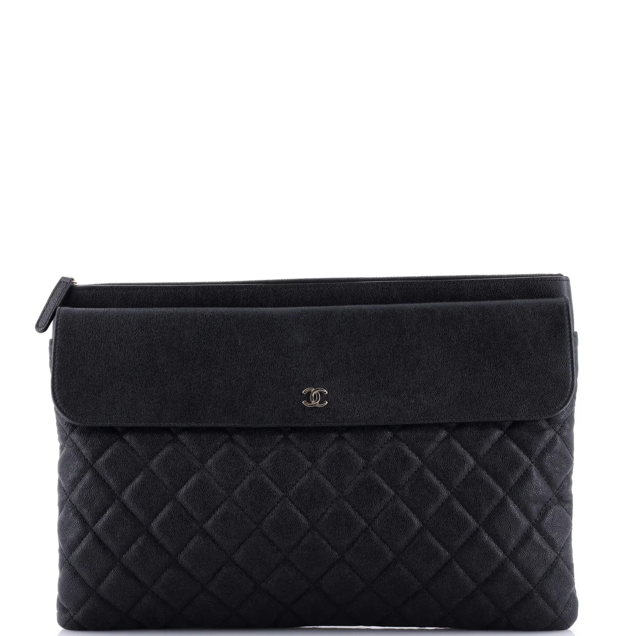 Front Pocket O Case Pouch Quilted Iridescent Caviar Large - Deep Luxury