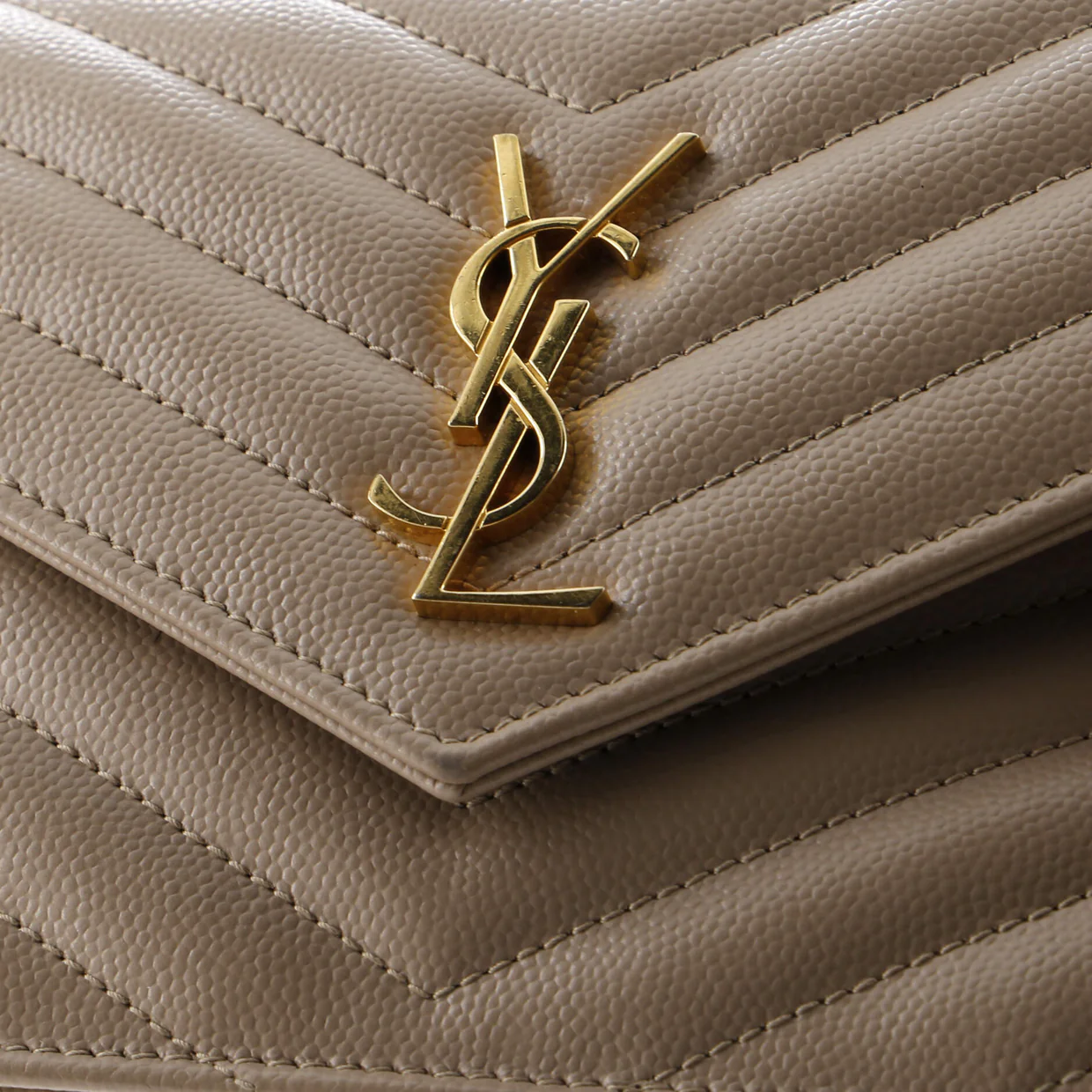Classic Monogram Wallet on Chain Matelasse Chevron Leather Small - Deep Luxury