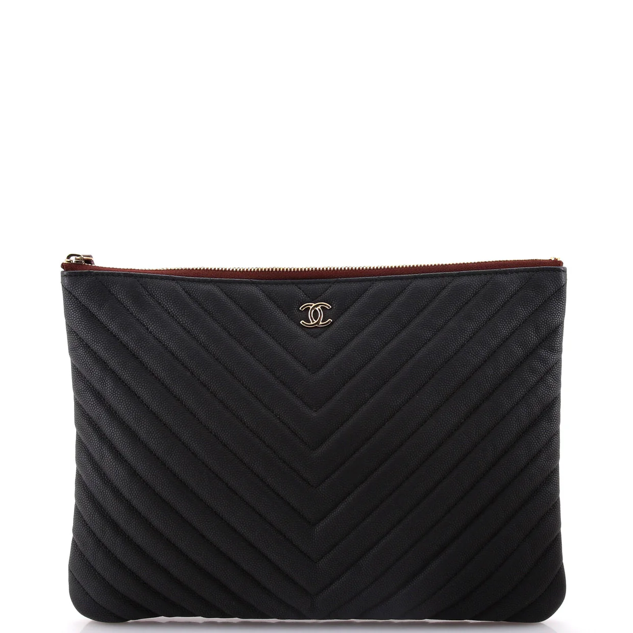 O Case Clutch Chevron Caviar Medium - Deep Luxury